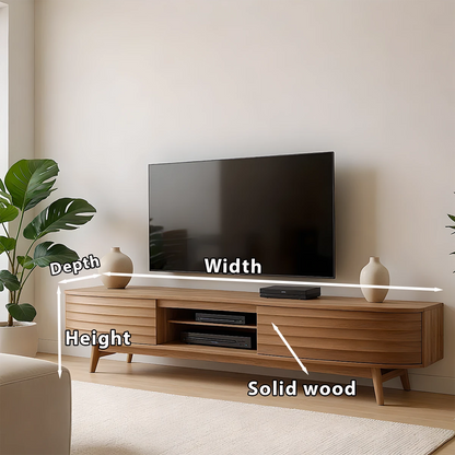 Fluted Solid Wood TV Stand – Scandinavian Japandi Console