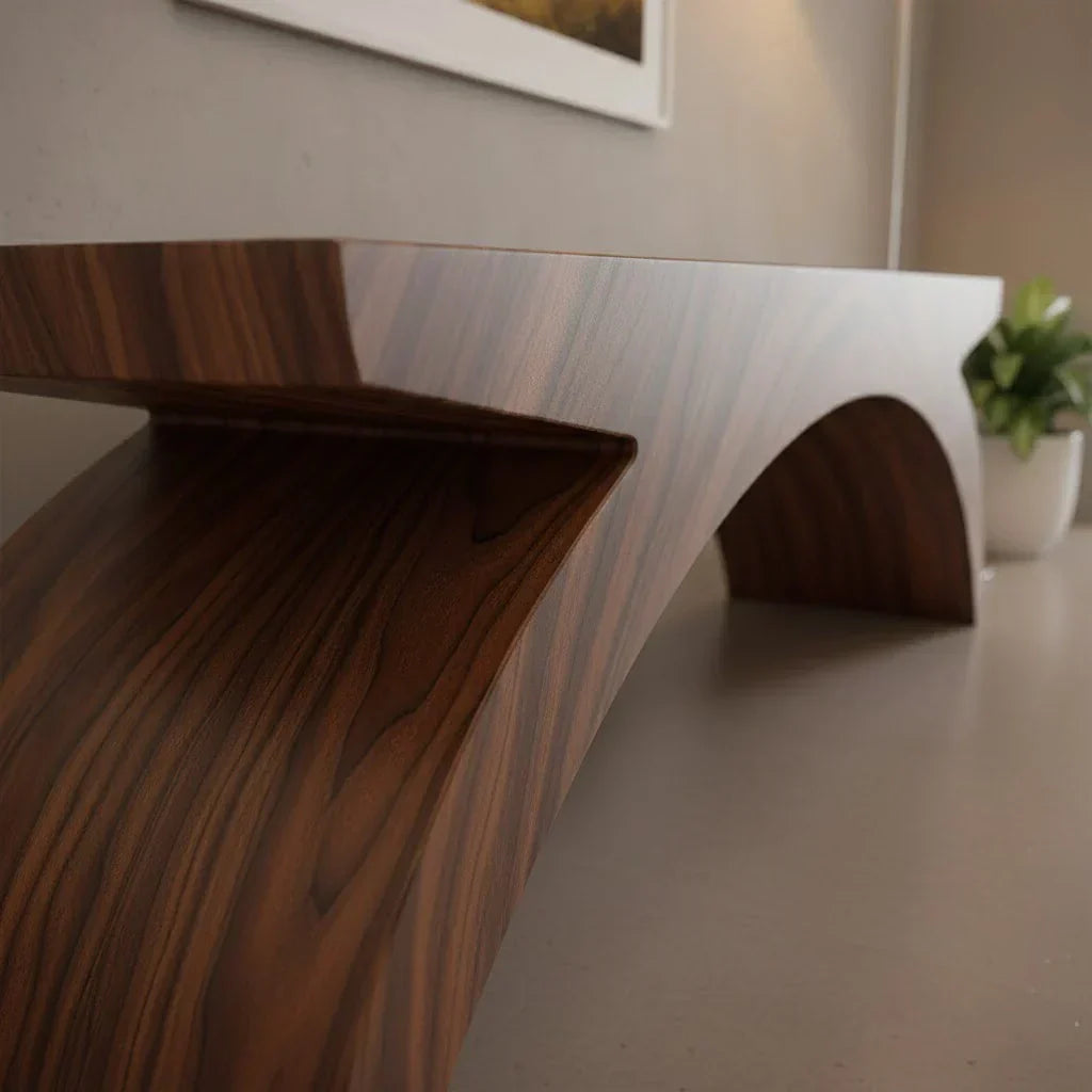 Arched Sculptural Bench in Natural Solid Wood – Wide Arc Edition - Rustiracraft