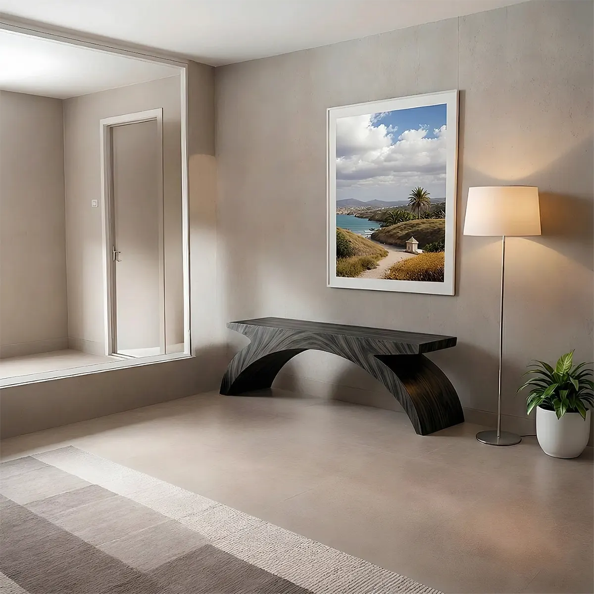 Arched Sculptural Bench in Natural Solid Wood – Wide Arc Edition - Rustiracraft