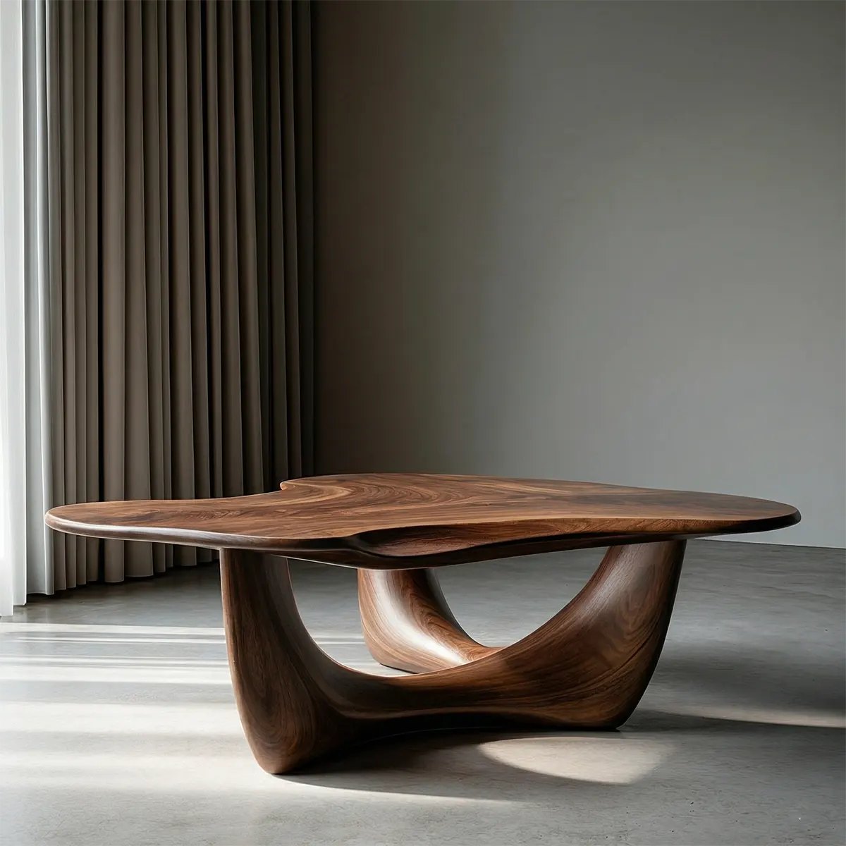 Asymmetrical Sculptural Coffee Table in Organic Natural Solid Wood - Rustiracraft