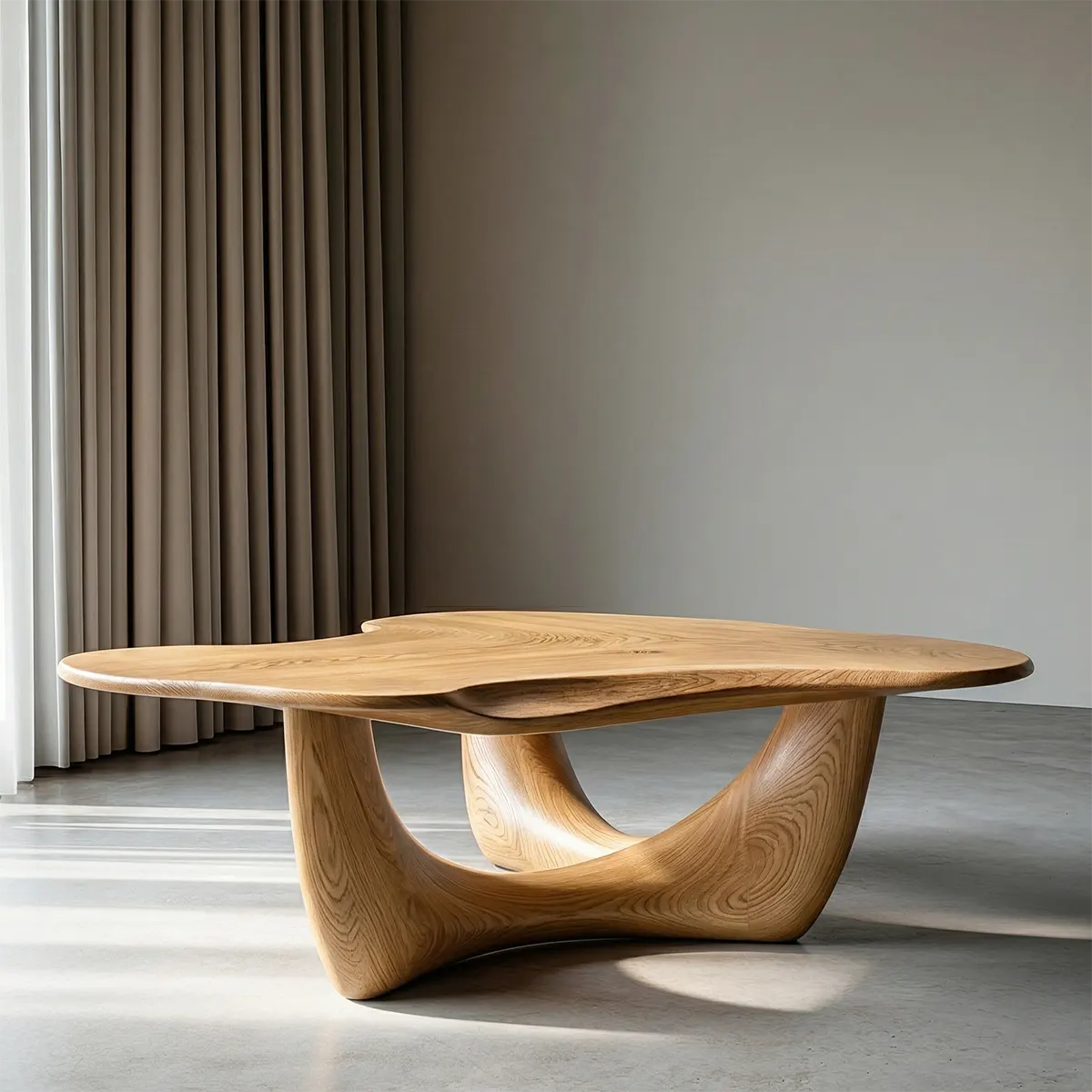 Asymmetrical Sculptural Coffee Table in Organic Natural Solid Wood - Rustiracraft