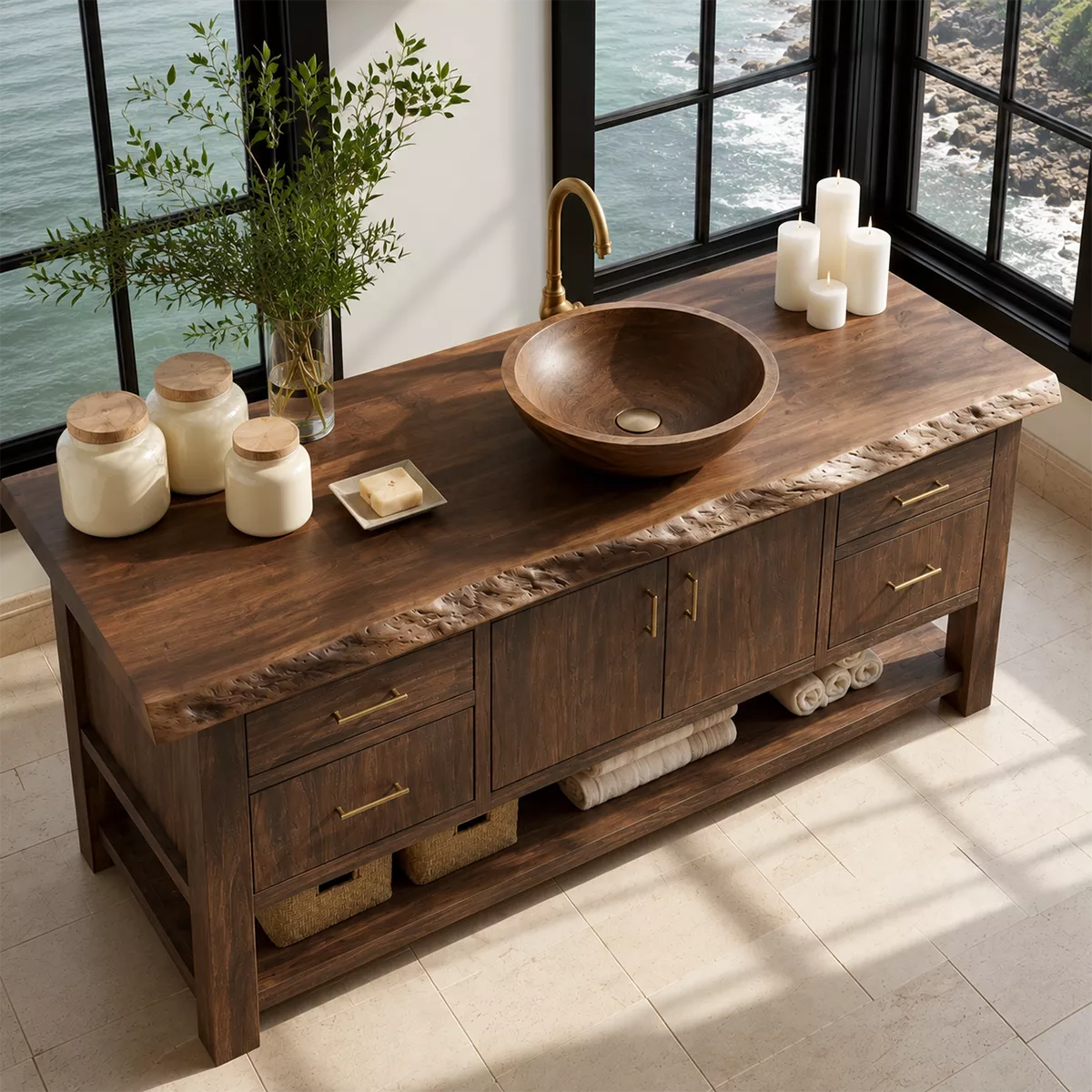 Bathroom Vanity with Storage Drawers and Cabinet Doors for Primary Baths - Rustiracraft