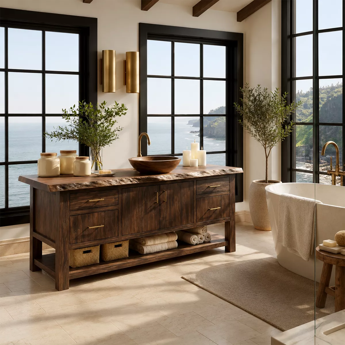Bathroom Vanity with Storage Drawers and Cabinet Doors for Primary Baths - Rustiracraft