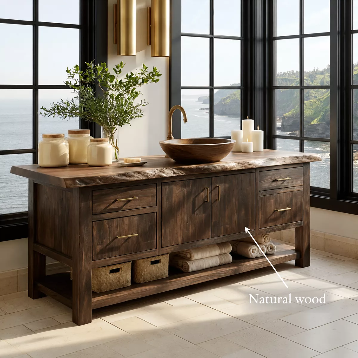 Bathroom Vanity with Storage Drawers and Cabinet Doors for Primary Baths - Rustiracraft