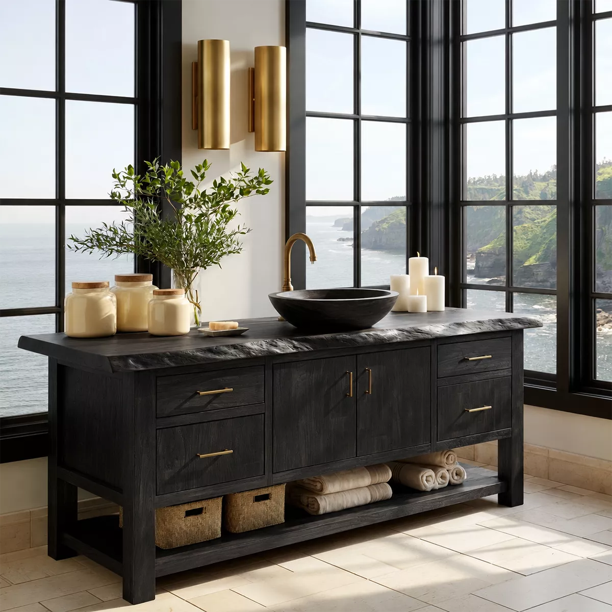 Bathroom Vanity with Storage Drawers and Cabinet Doors for Primary Baths - Rustiracraft