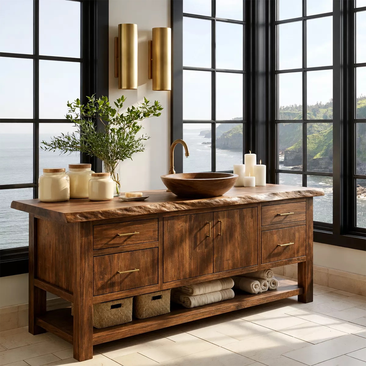 Bathroom Vanity with Storage Drawers and Cabinet Doors for Primary Baths - Rustiracraft