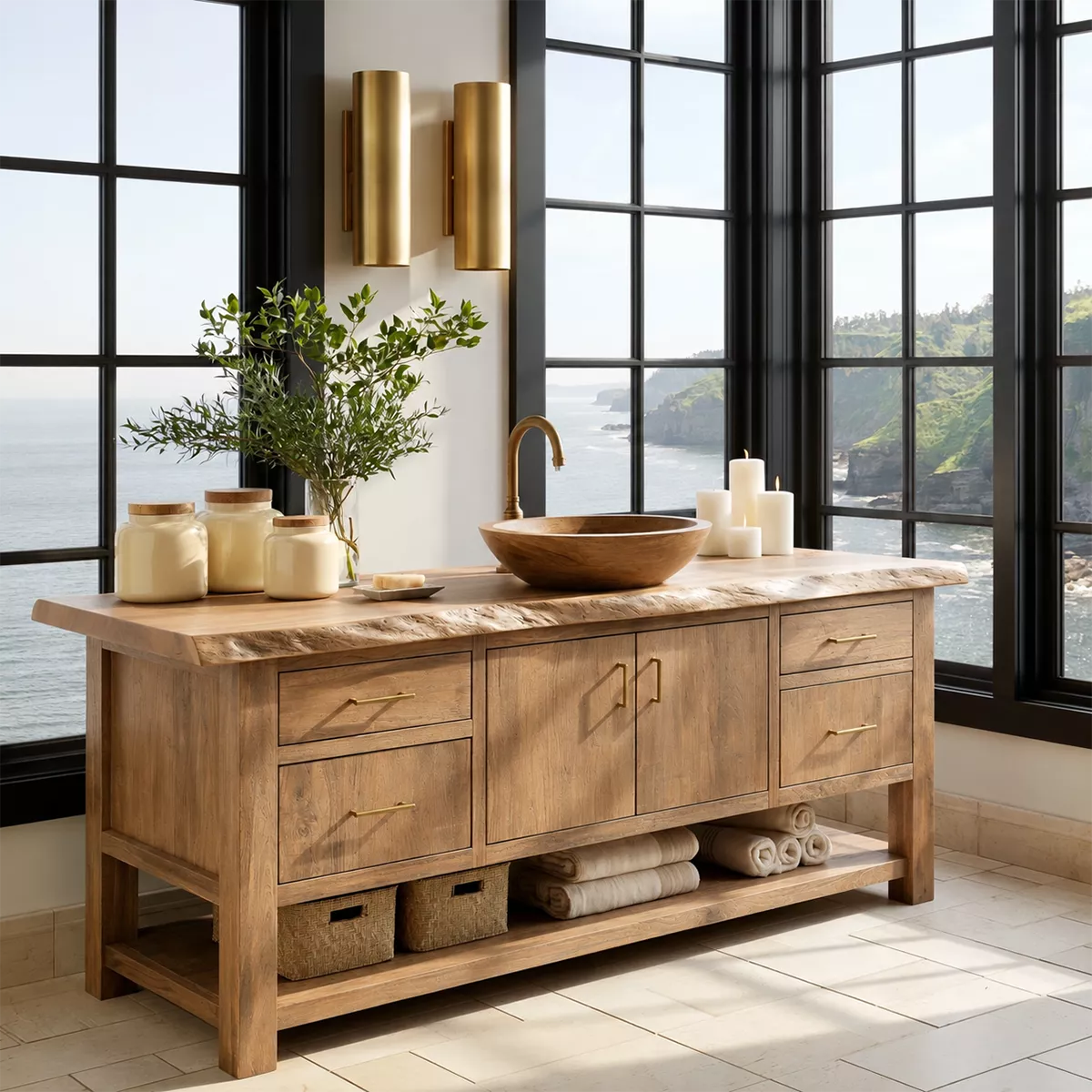 Bathroom Vanity with Storage Drawers and Cabinet Doors for Primary Baths - Rustiracraft
