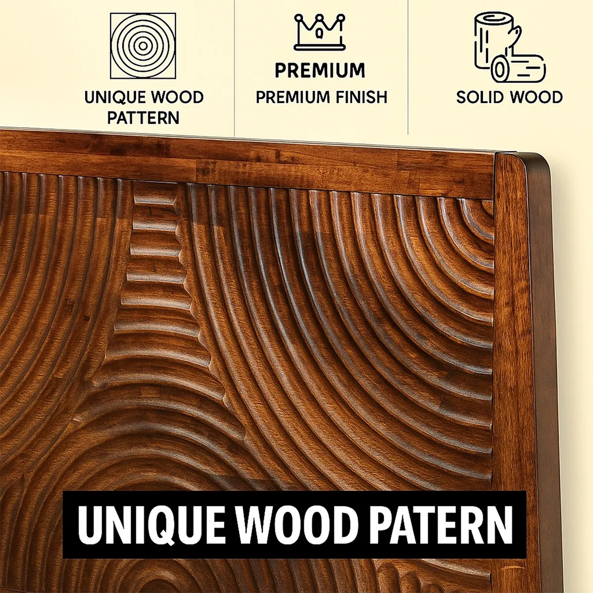 Carved Wooden Bed with Round Pattern – Luxurious & Bold Design - Rustiracraft 