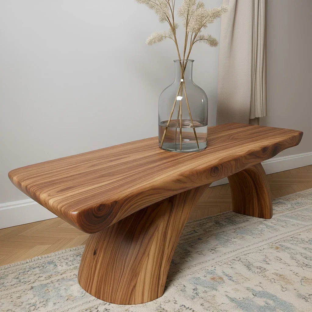 Curved Bench in Natural Solid Wood – Soft Arc Edition - Rustiracraft