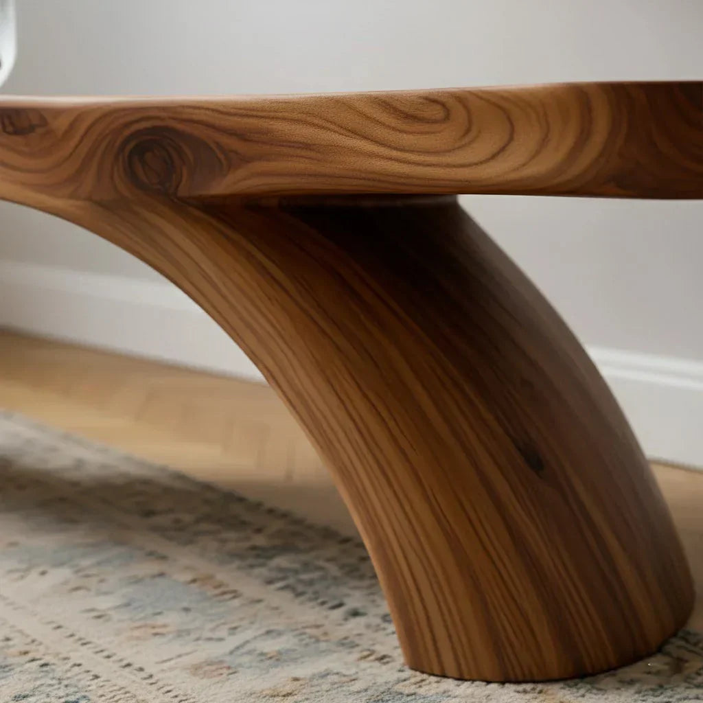 Curved Bench in Natural Solid Wood – Soft Arc Edition - Rustiracraft