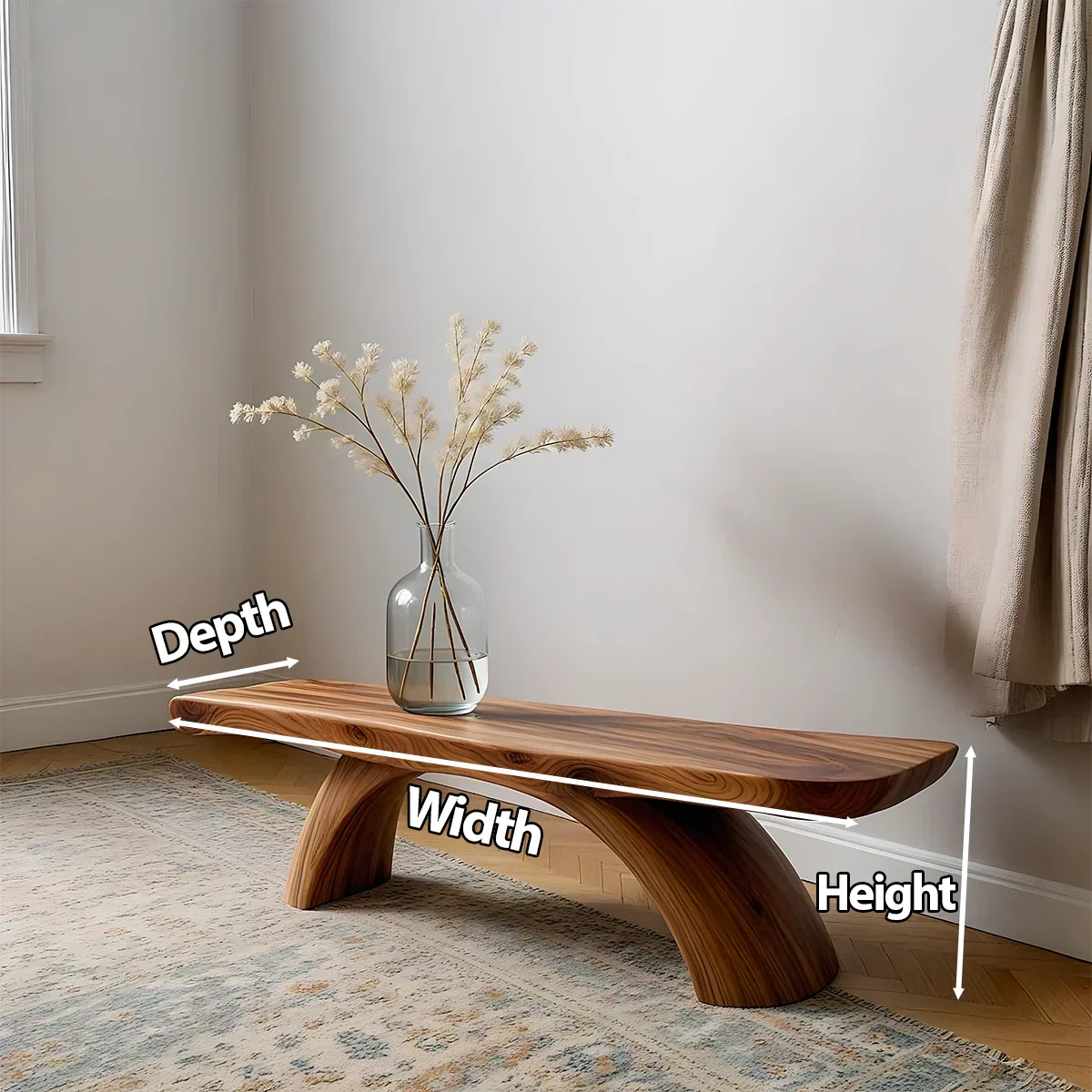 Curved Bench in Natural Solid Wood – Soft Arc Edition - Rustiracraft