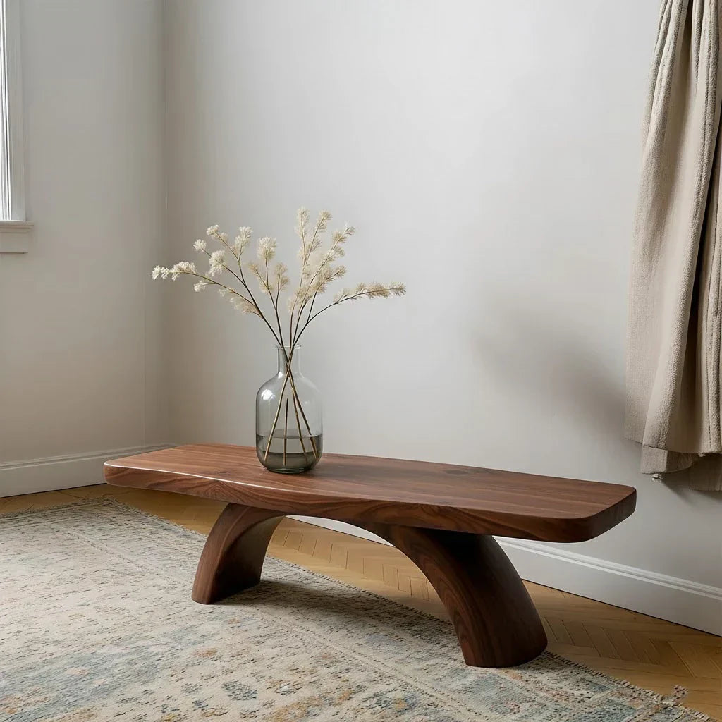Curved Bench in Natural Solid Wood – Soft Arc Edition - Rustiracraft