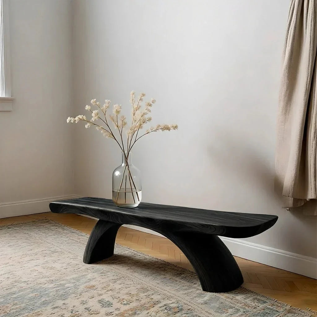Curved Bench in Natural Solid Wood – Soft Arc Edition - Rustiracraft