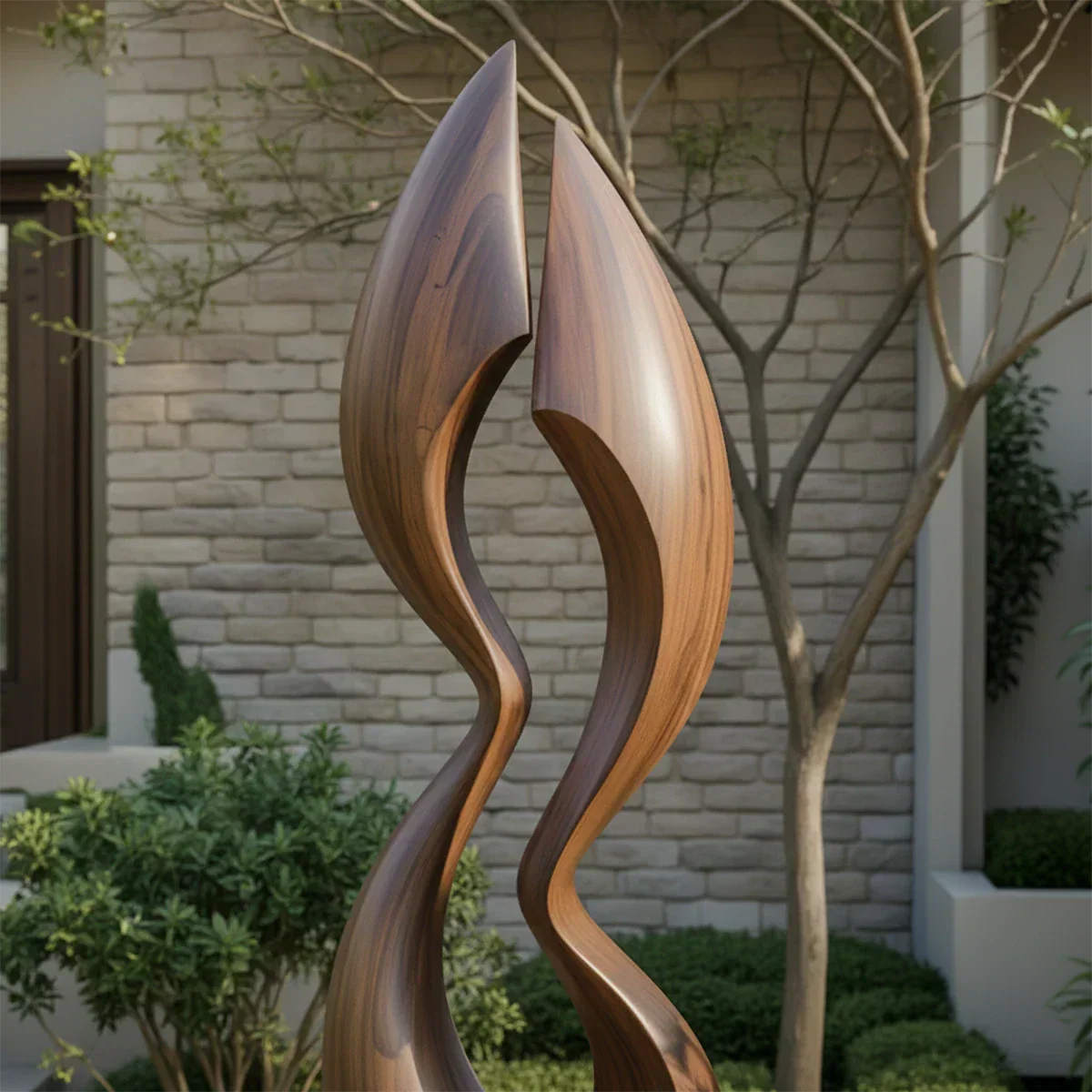 Dual Crest Abstract Sculpture for Modern Spaces - Rustiracraft