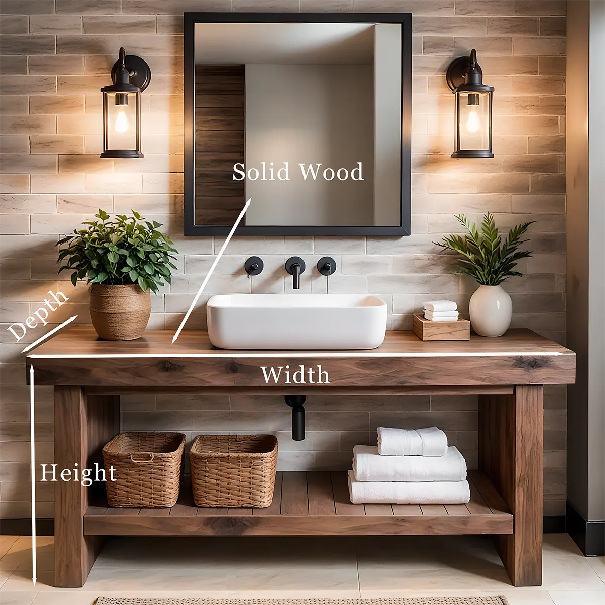 Elmstone Vanity – Solid Oak Farmhouse Bathroom Design - Rustiracraft 
