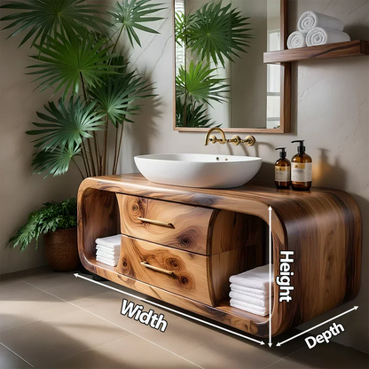 Elysian Bathroom Vanity – Natural Solid Wood Organic Modern - Rustiracraft 