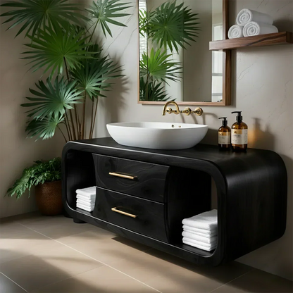 Elysian Bathroom Vanity – Natural Solid Wood Organic Modern - Rustiracraft 