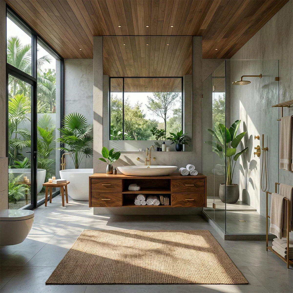 Floating Solid Wood Bathroom Vanity – Modern Vanity with Drawers and Open Shelf - Rustiracraft