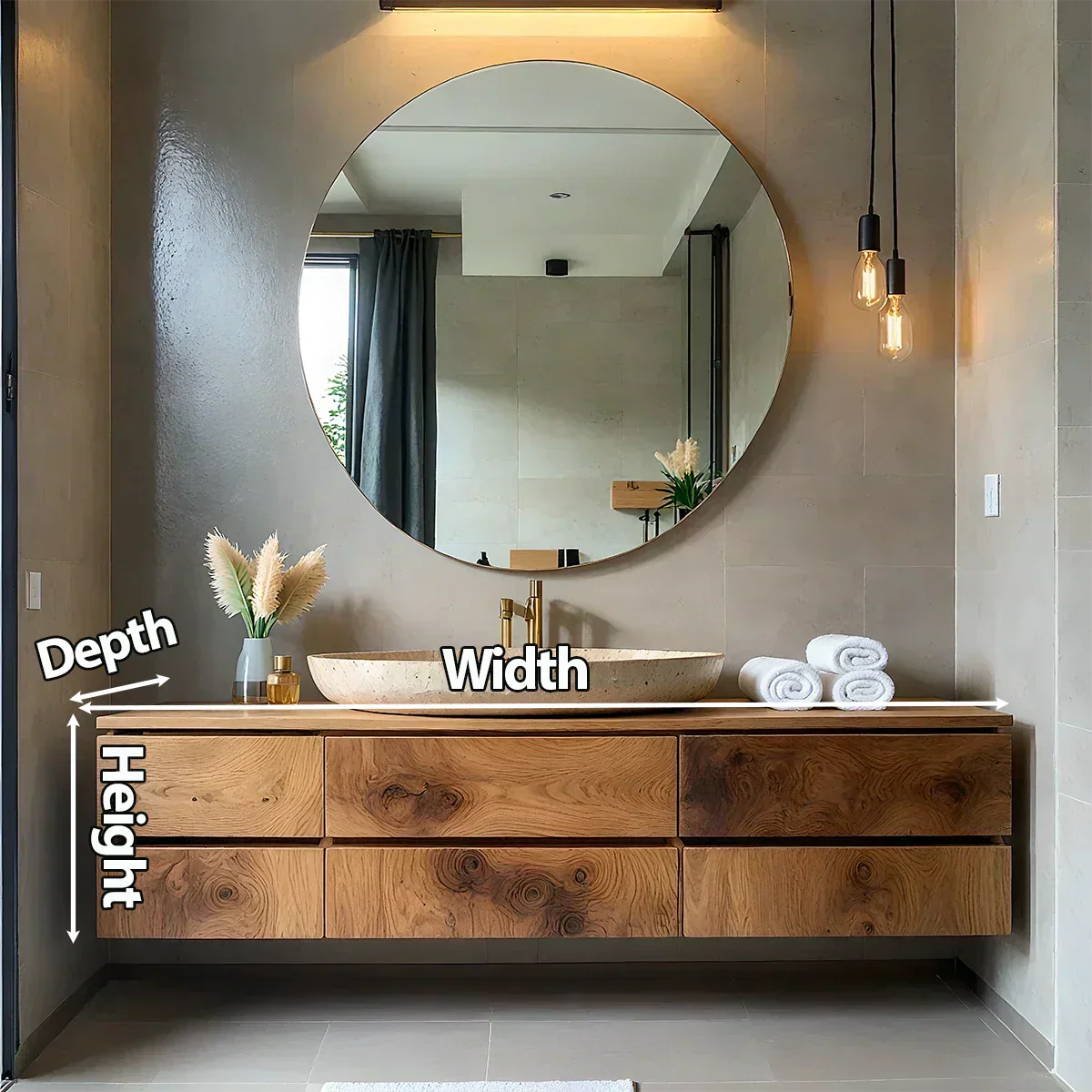 Floating Solid Wood Bathroom Vanity with Modern Storage - Rustiracraft 