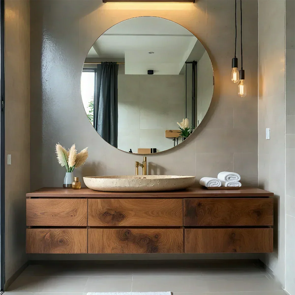 Floating Solid Wood Bathroom Vanity with Modern Storage - Rustiracraft 