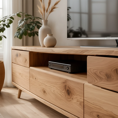 Oak Solid Wood TV Stand – Scandinavian Japandi Console