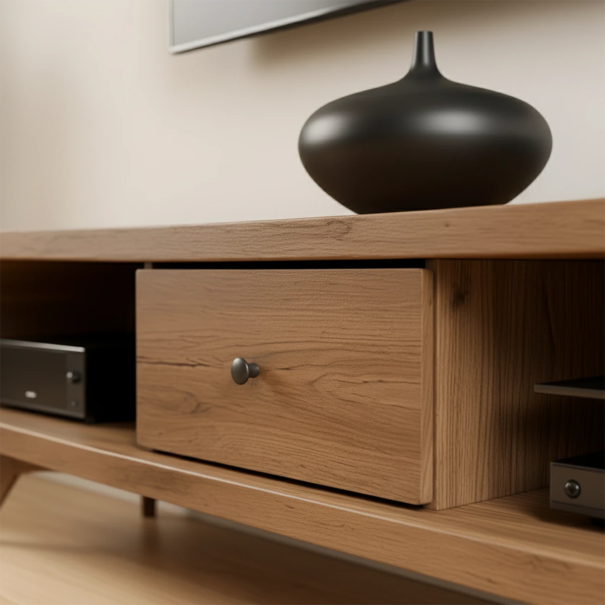 Mid-Century Rounded Solid Wood TV Stand – Organic Modern Console