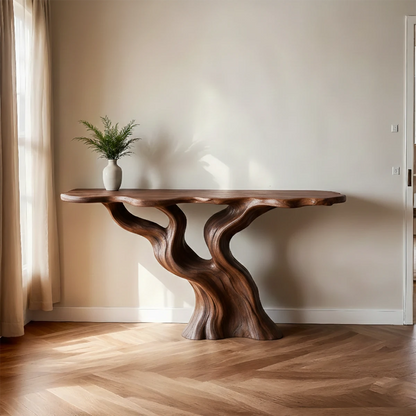 Solid Wood Console Table – Handcrafted Sculptural Form