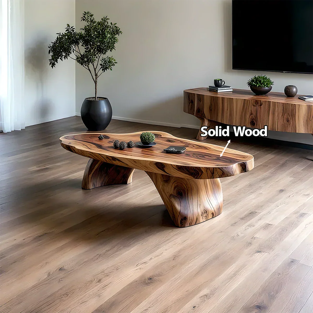 Handcrafted Live Edge Natural Solid Wood Coffee Table - Rustiracraft