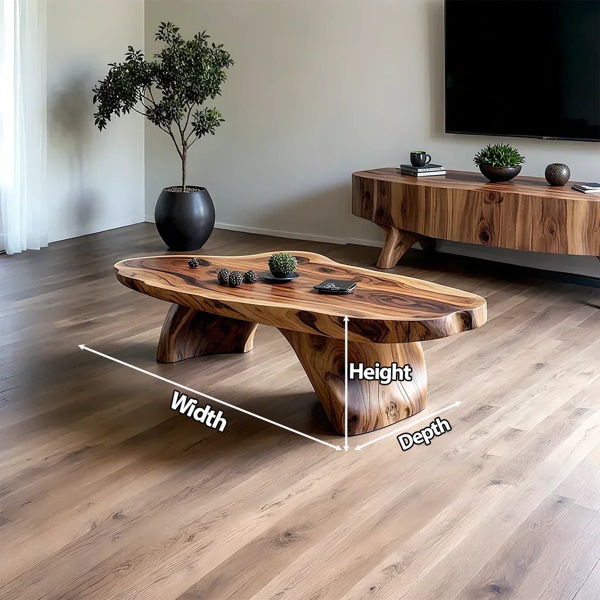 Handcrafted Live Edge Natural Solid Wood Coffee Table - Rustiracraft