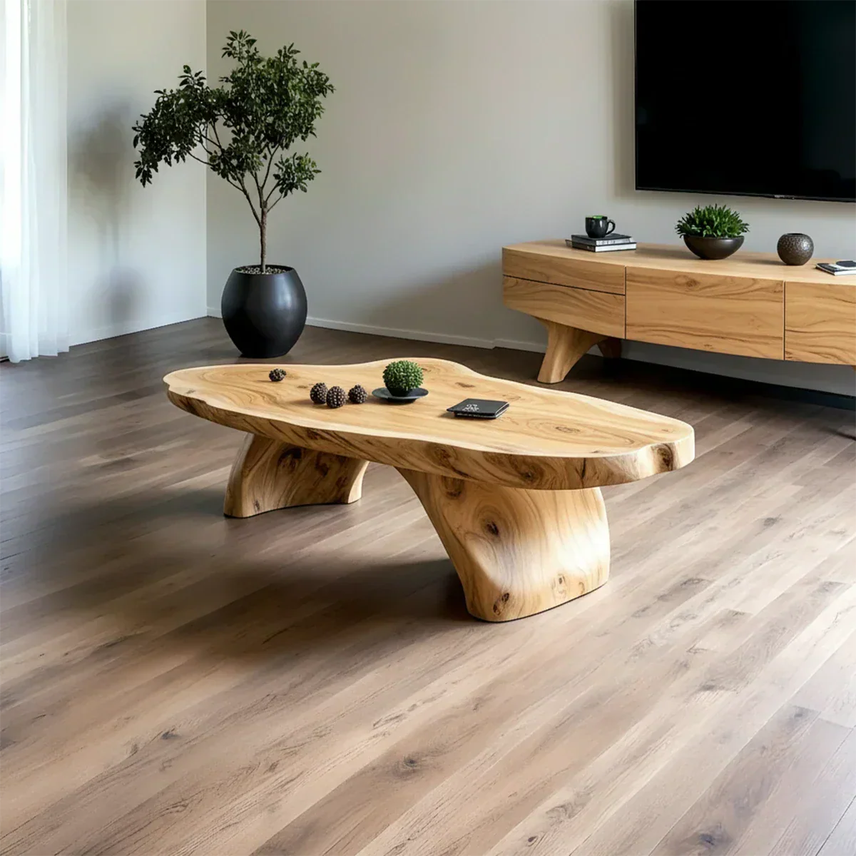 Handcrafted Live Edge Natural Solid Wood Coffee Table - Rustiracraft