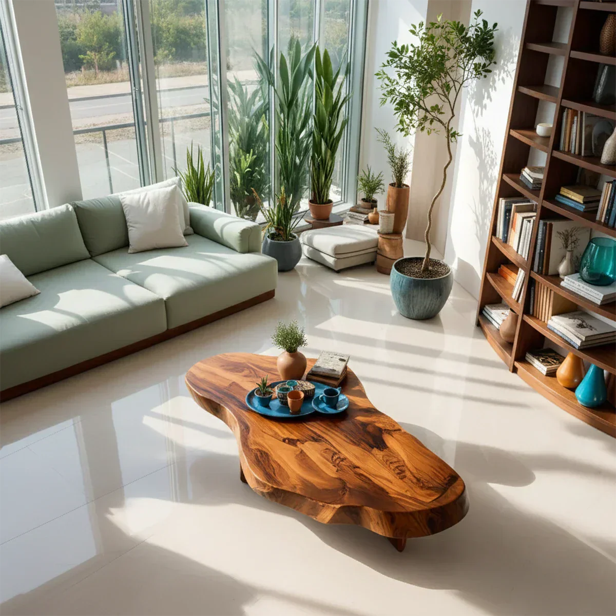 Handcrafted Live Edge Natural Solid Wood Coffee Table - Rustiracraft
