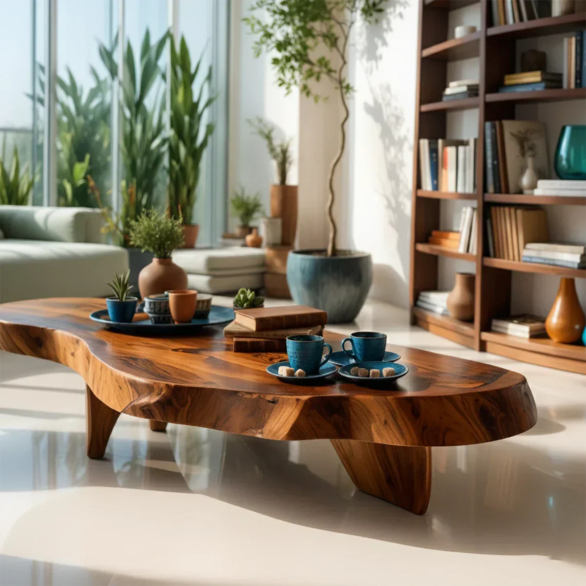 Handcrafted Live Edge Natural Solid Wood Coffee Table - Rustiracraft