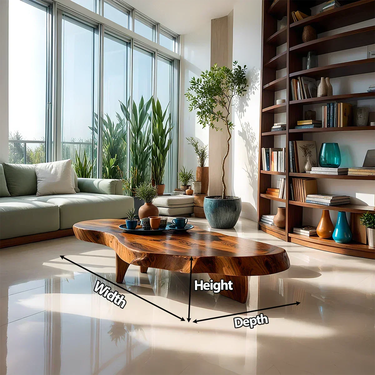Handcrafted Live Edge Natural Solid Wood Coffee Table - Rustiracraft
