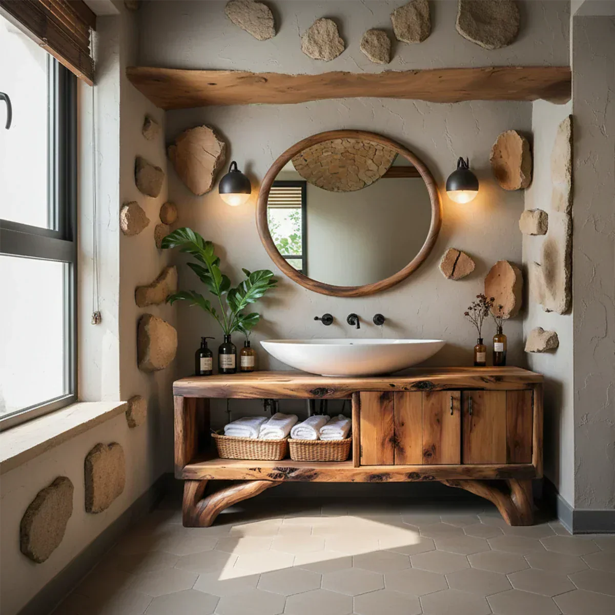 Handcrafted Live-Edge Rustic Solid Wood Bathroom Vanity - Rustiracraft 