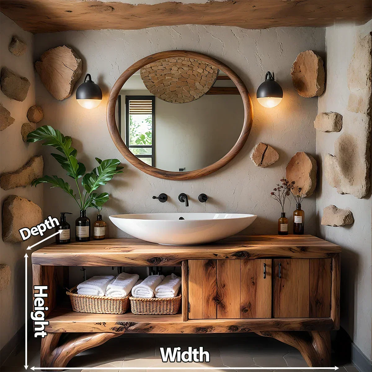 Handcrafted Live-Edge Rustic Solid Wood Bathroom Vanity - Rustiracraft 