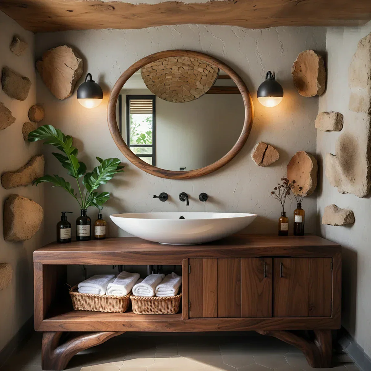 Handcrafted Live-Edge Rustic Solid Wood Bathroom Vanity - Rustiracraft 