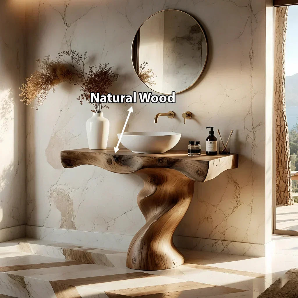 Handcrafted Live Edge Vanity with Sculpted Twisted Wood Base - Rustiracraft 