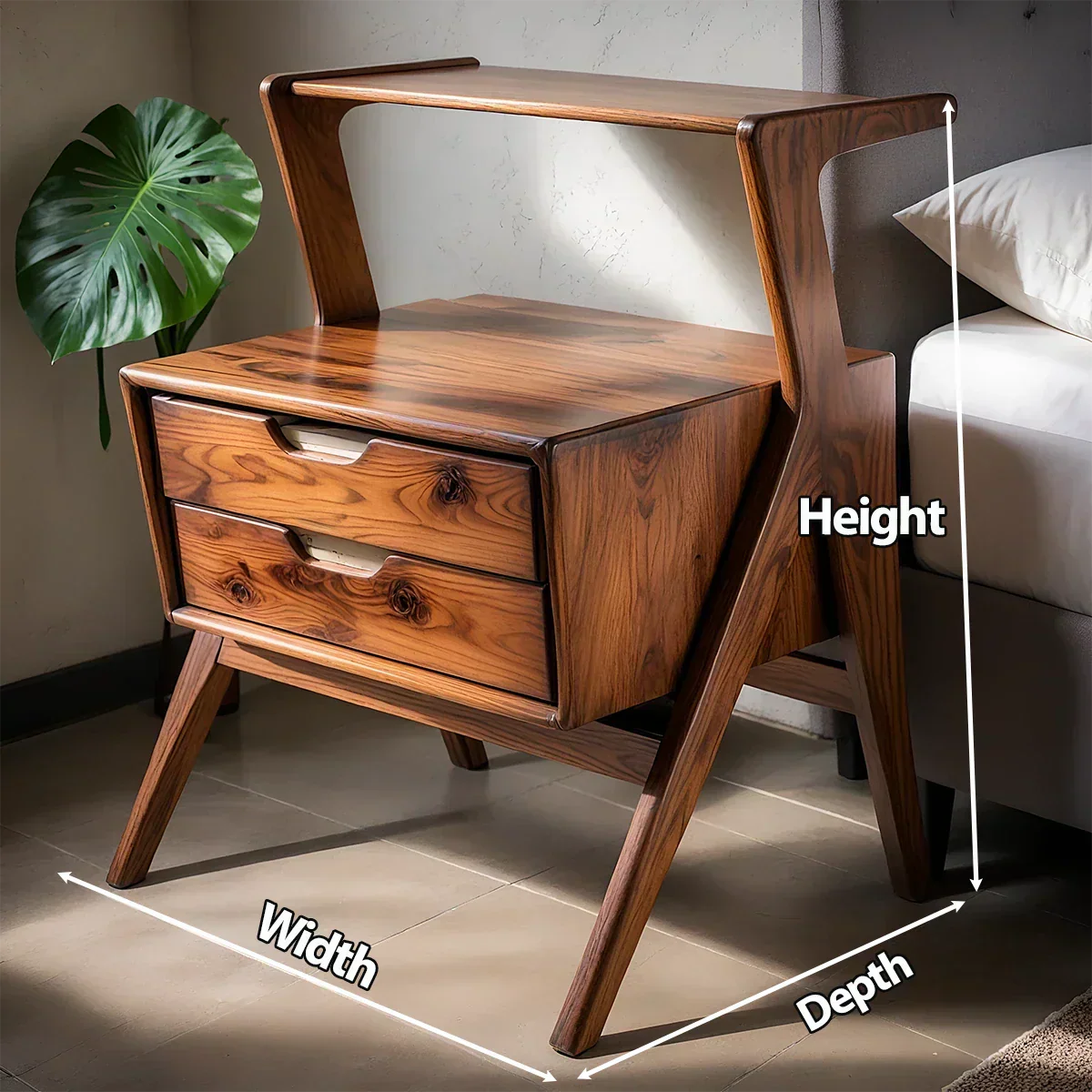 Handcrafted Natural Solid Wood Sculptural Nightstand - Rustiracraft 