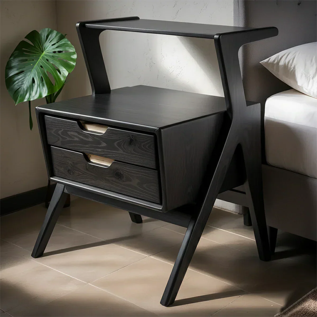 Handcrafted Natural Solid Wood Sculptural Nightstand - Rustiracraft 