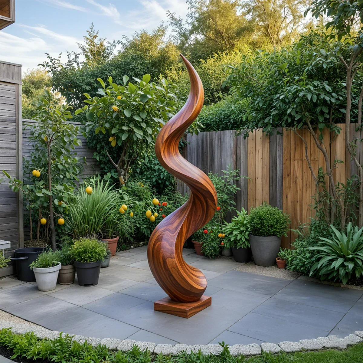 Handcrafted Natural Wood Abstract Sculpture – Modern Curved Art - Rustiracraft