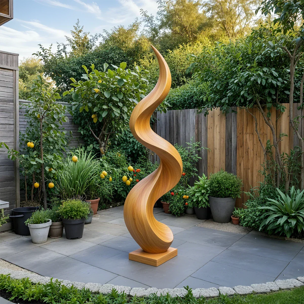 Handcrafted Natural Wood Abstract Sculpture – Modern Curved Art - Rustiracraft
