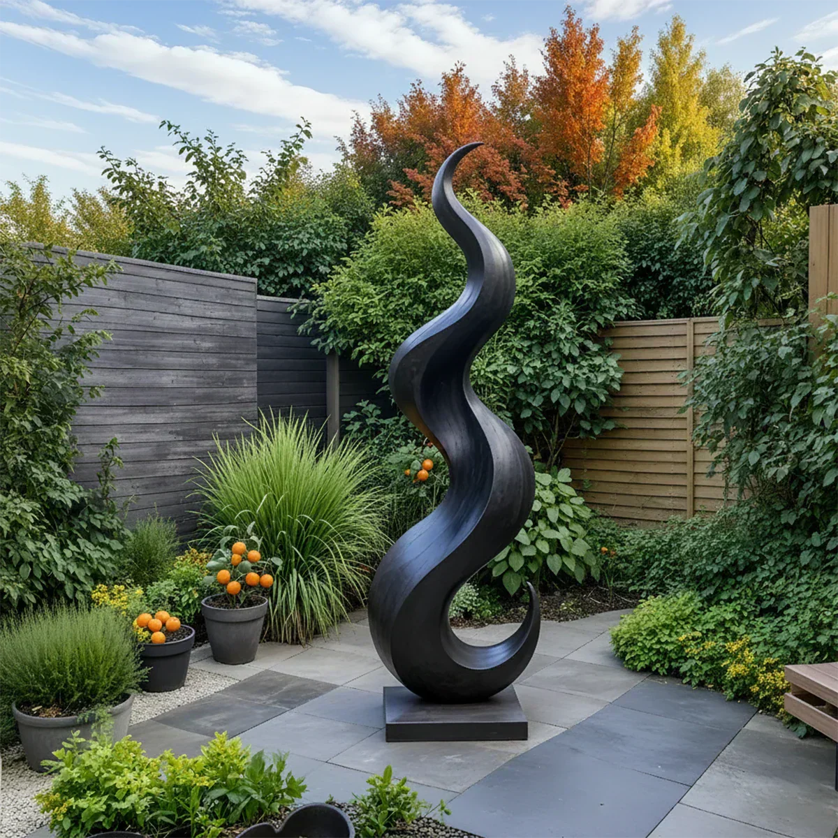 Handcrafted Solid Wood Abstract Sculpture – Tall Wave Form - Rustiracraft
