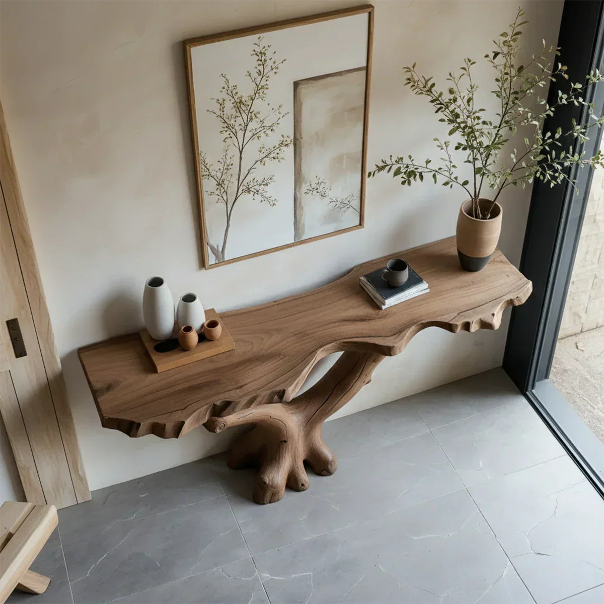 Handcrafted Solid Wood Branch-Form Rustic Console Table - Rustiracraft