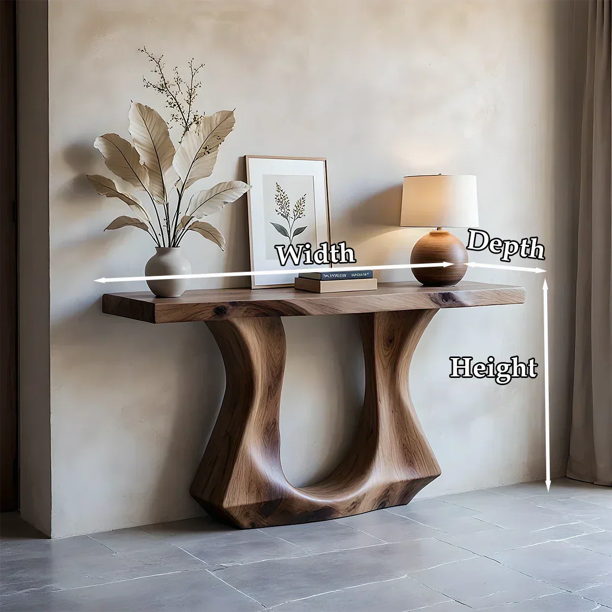 Handcrafted Solid Wood Console Table with Sculptural Twin-Base Design - Rustiracraft