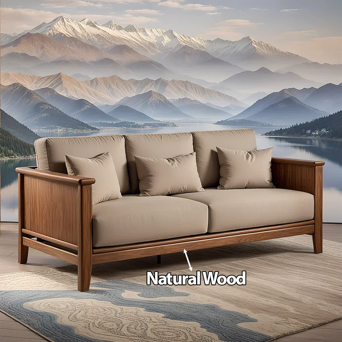 Handcrafted Solid Wood Cotton Sofa – Minimalist Rustic Comfort - Rustiracraft 