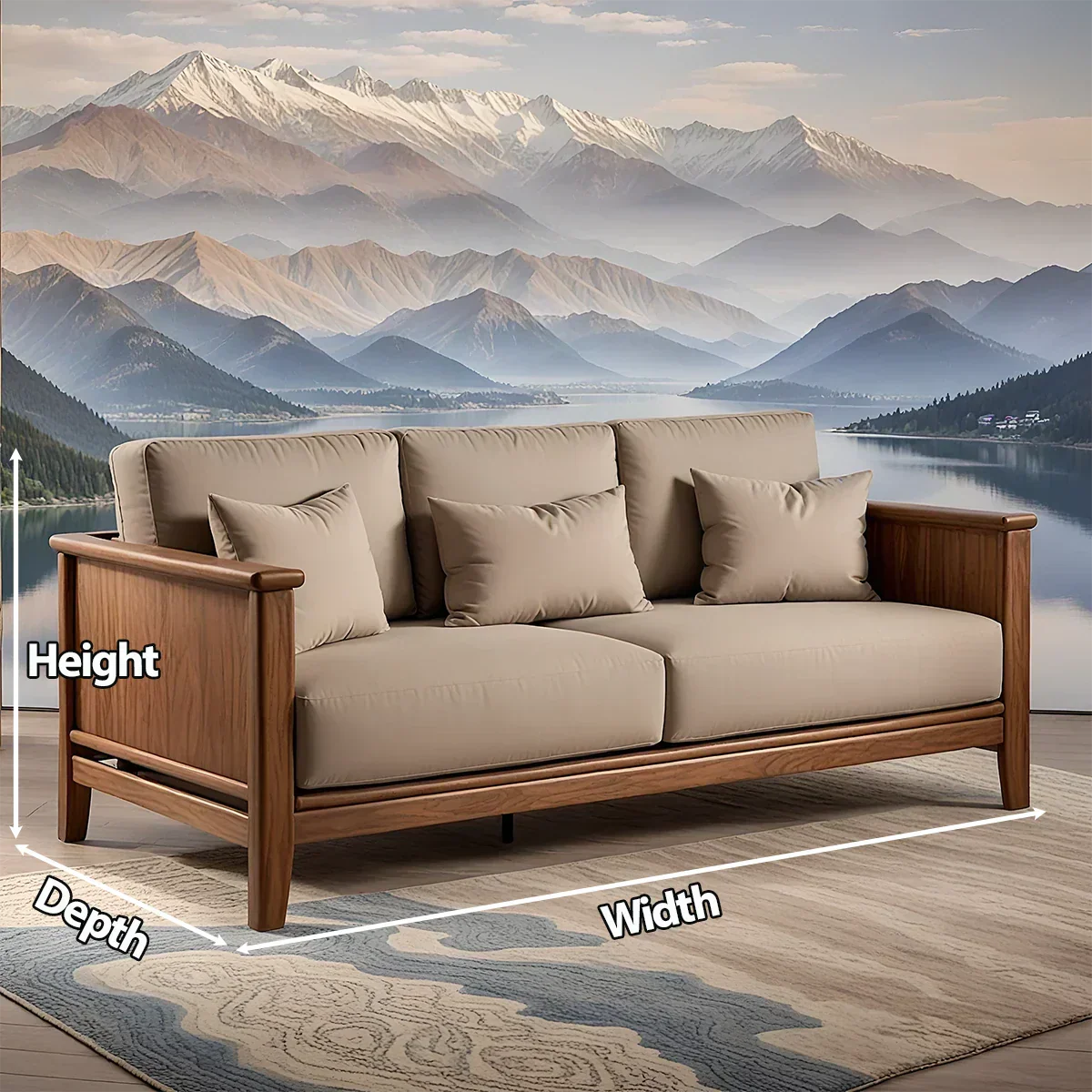 Handcrafted Solid Wood Cotton Sofa – Minimalist Rustic Comfort - Rustiracraft 