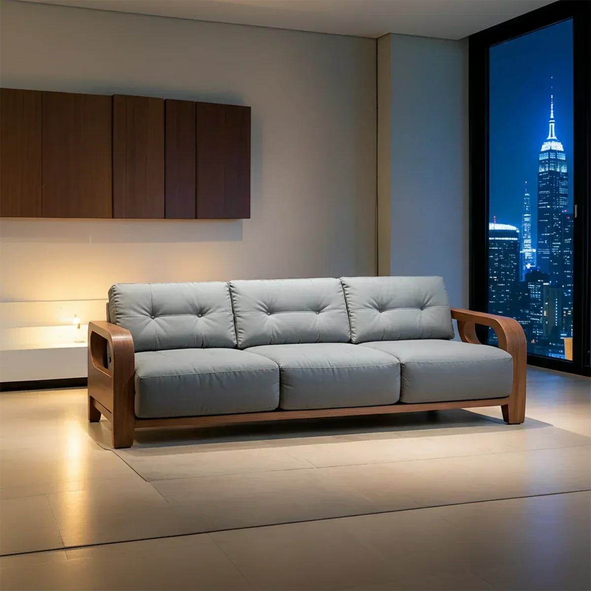 Handcrafted Solid Wood Cotton Sofa – Minimalist Urban Modern - Rustiracraft 