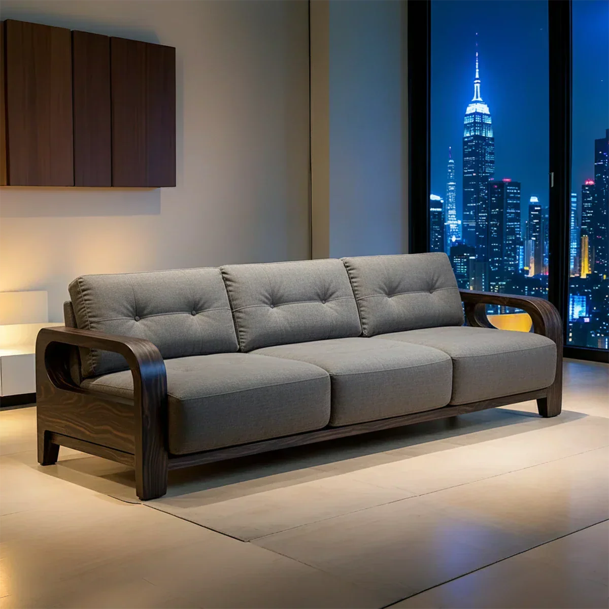 Handcrafted Solid Wood Cotton Sofa – Minimalist Urban Modern - Rustiracraft 