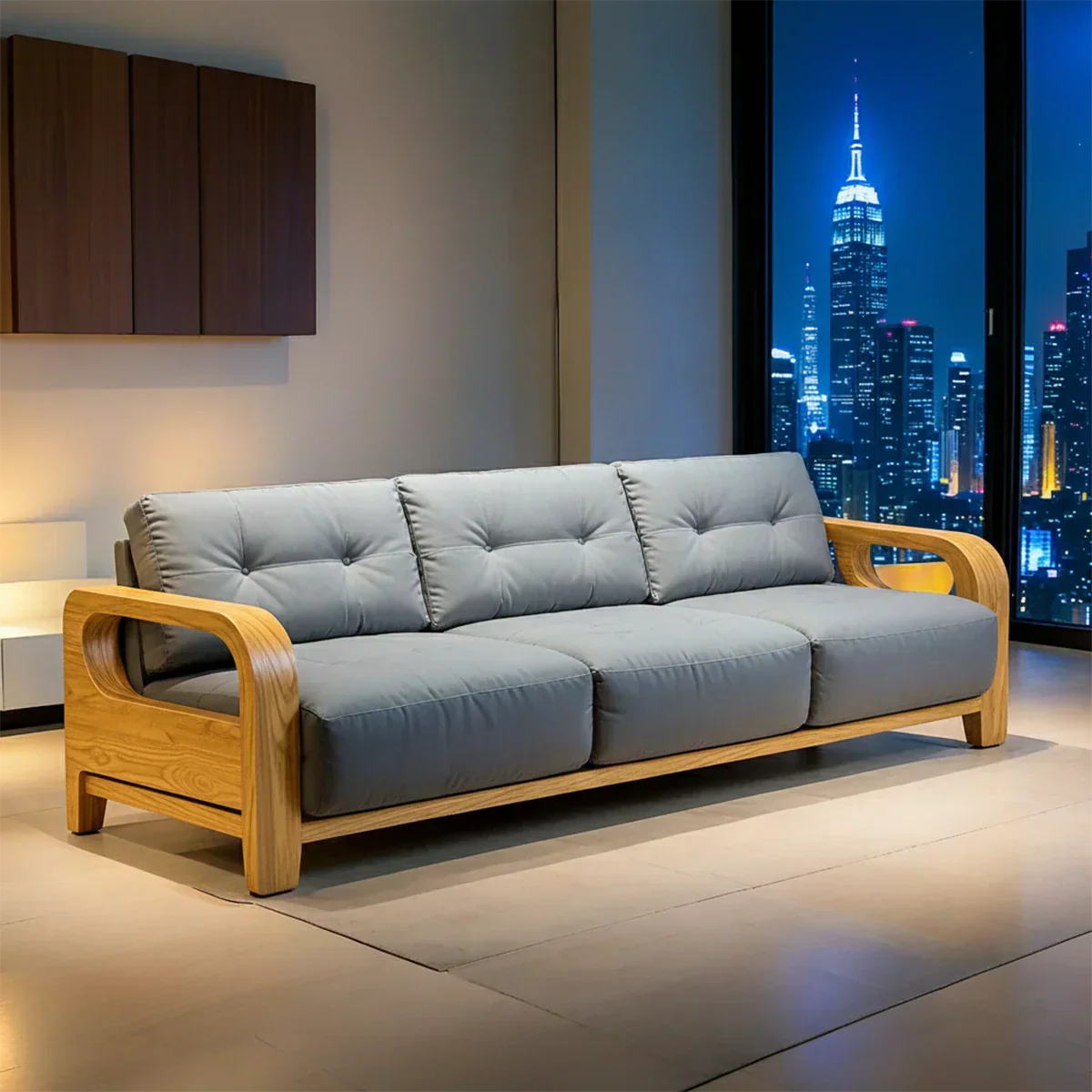 Handcrafted Solid Wood Cotton Sofa – Minimalist Urban Modern - Rustiracraft 