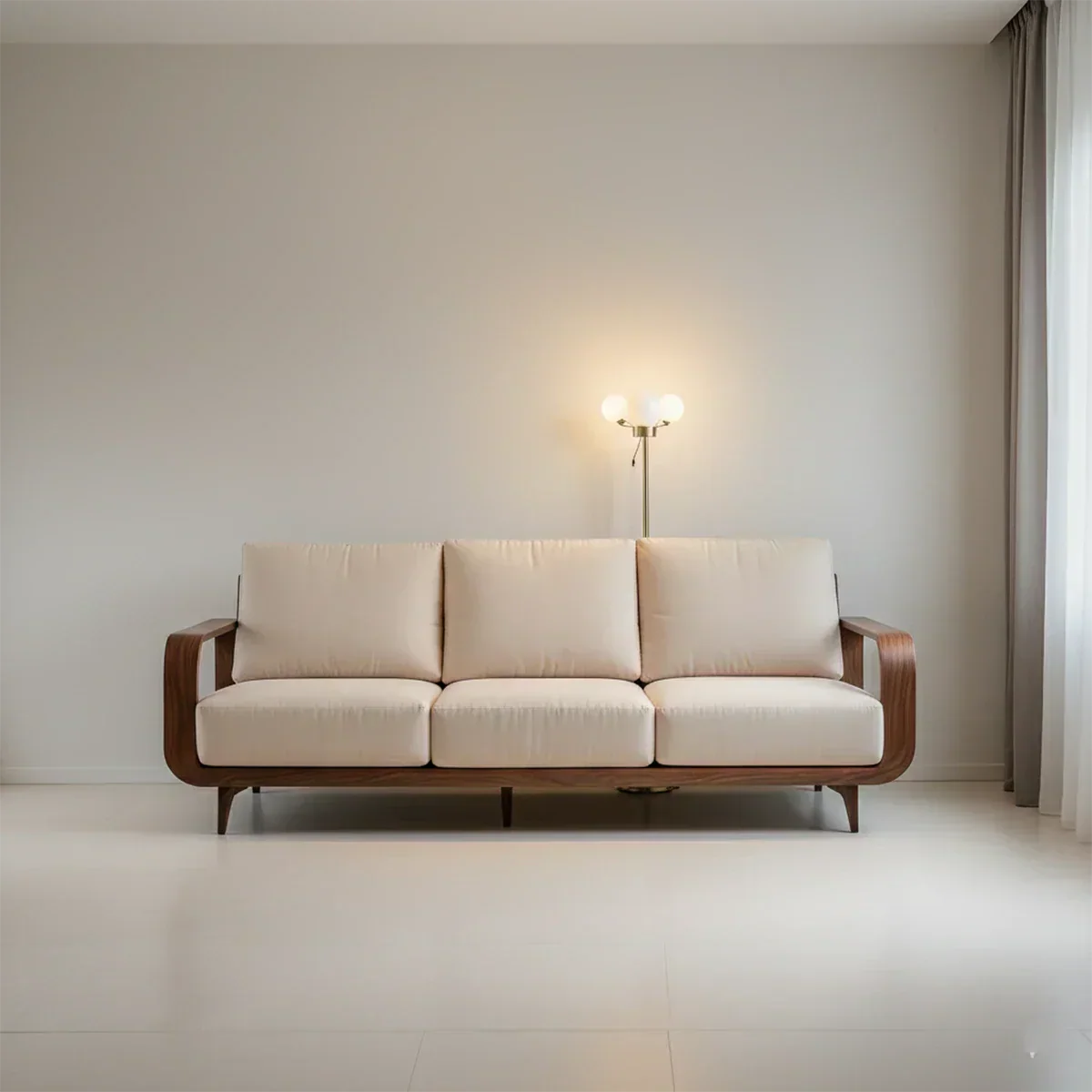 Handcrafted Solid Wood Cotton Sofa – Rustic Minimalist Design - Rustiracraft 